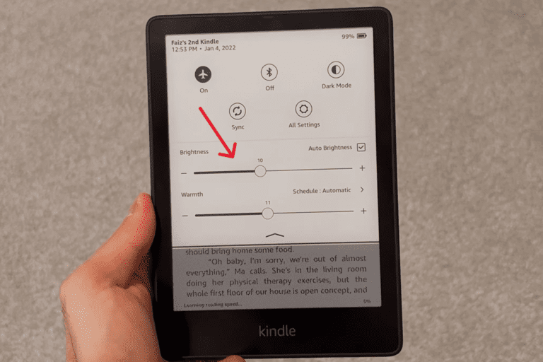 Extend the Battery Life of Your E-Reader Kindle Brightness adjust