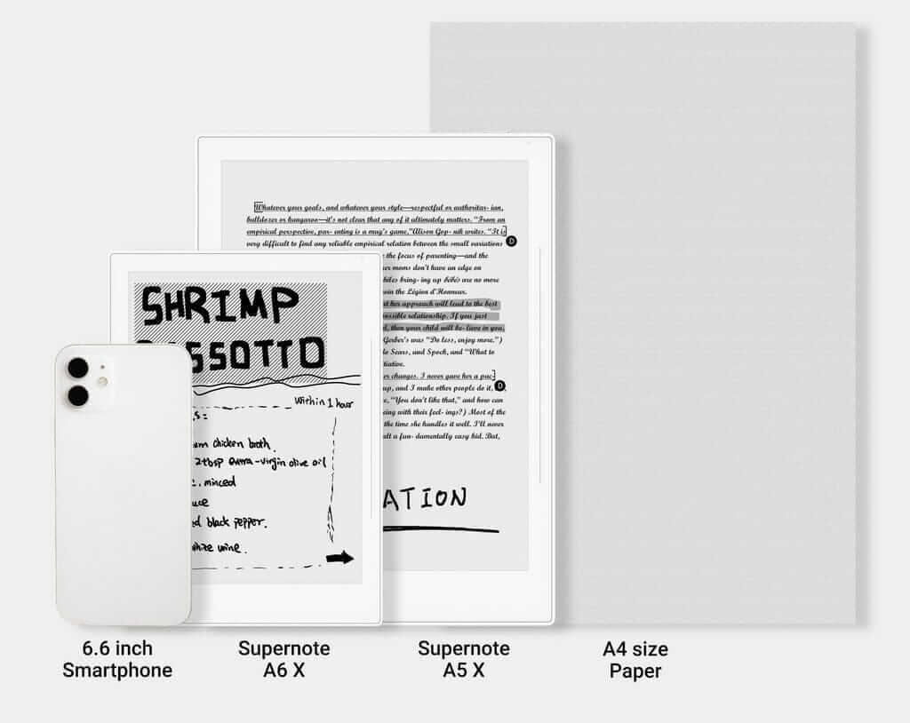 Comparison Supernote A5x Vs Supernote A6x