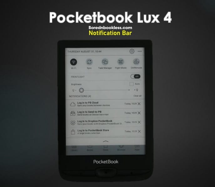 Pocketbook Lux 4 Notification Bar