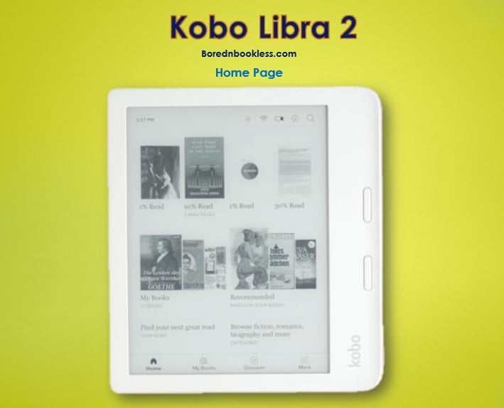 Kobo Libra 2 Home Page