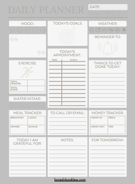 Daily Planner Templates for Boox Note Air 2, Note Air 3 C, Tab Ultra & Ultra C