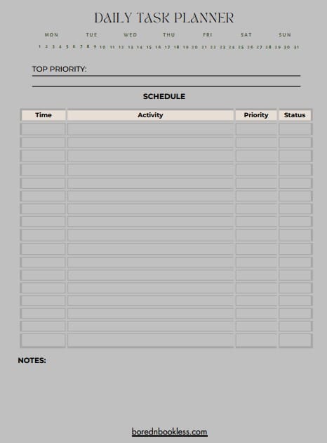Daily Task Planner Template for reMarkable 2