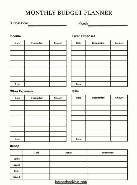 Monthly Budget Template Supernote A6x