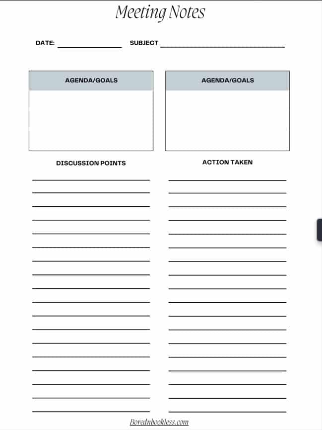Meeting Note Template Supernote A6x