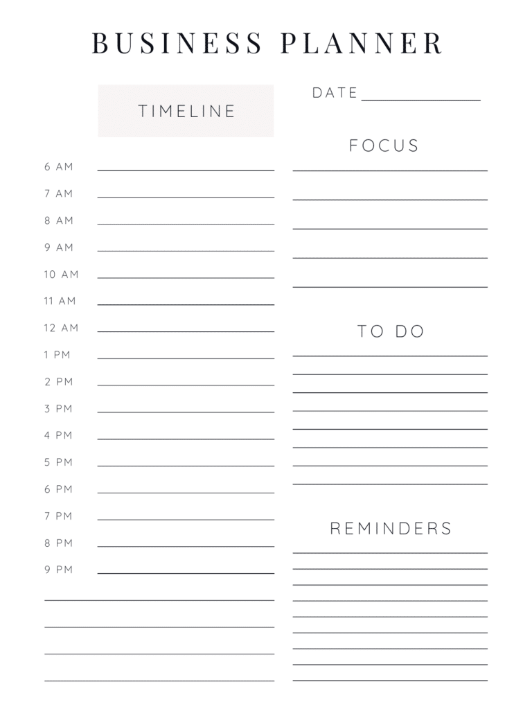 business Planner template for reMarkable 2