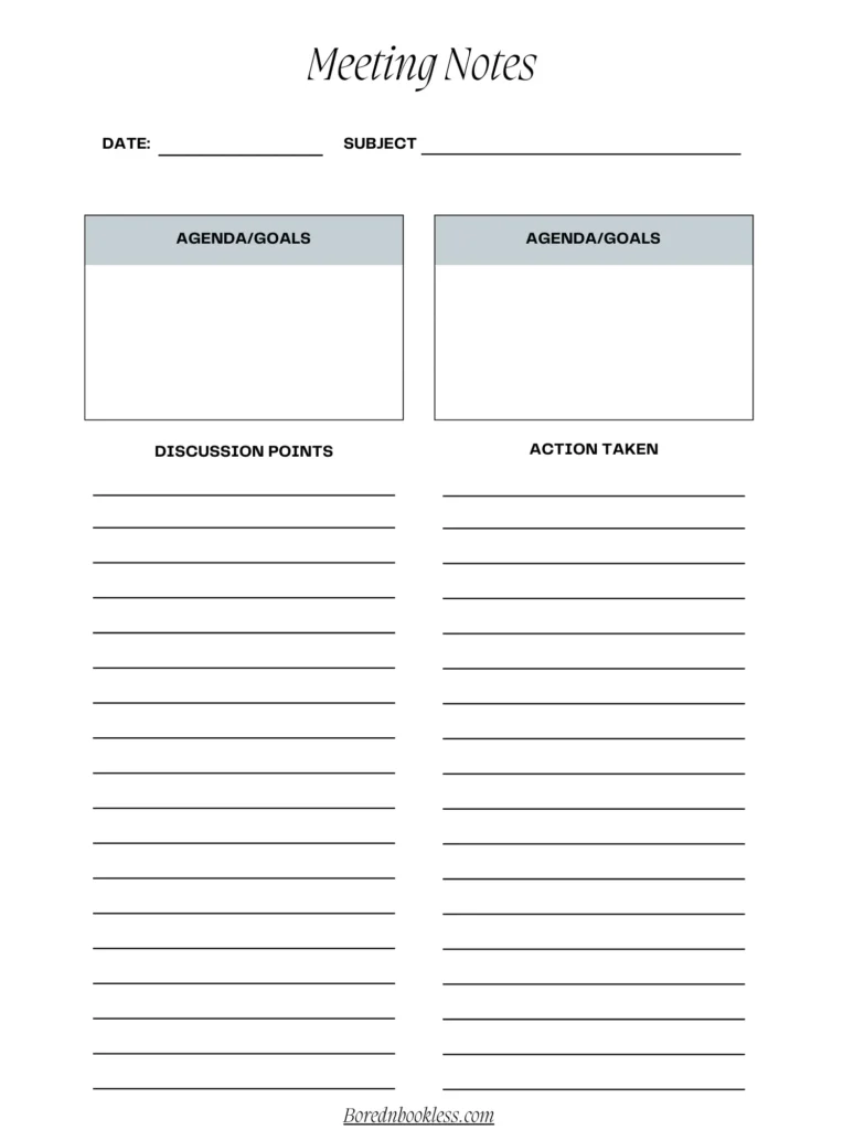 Free Supernote A5x Meeting Notes Template BorednBookless