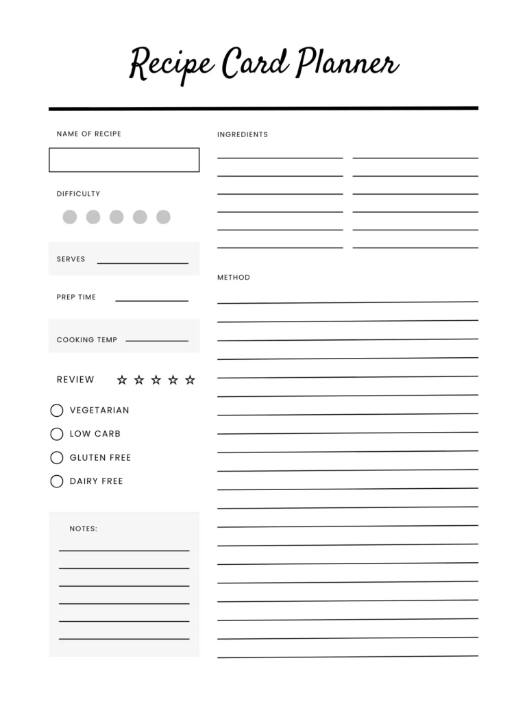 Onyx Boox Recipe Card Template​