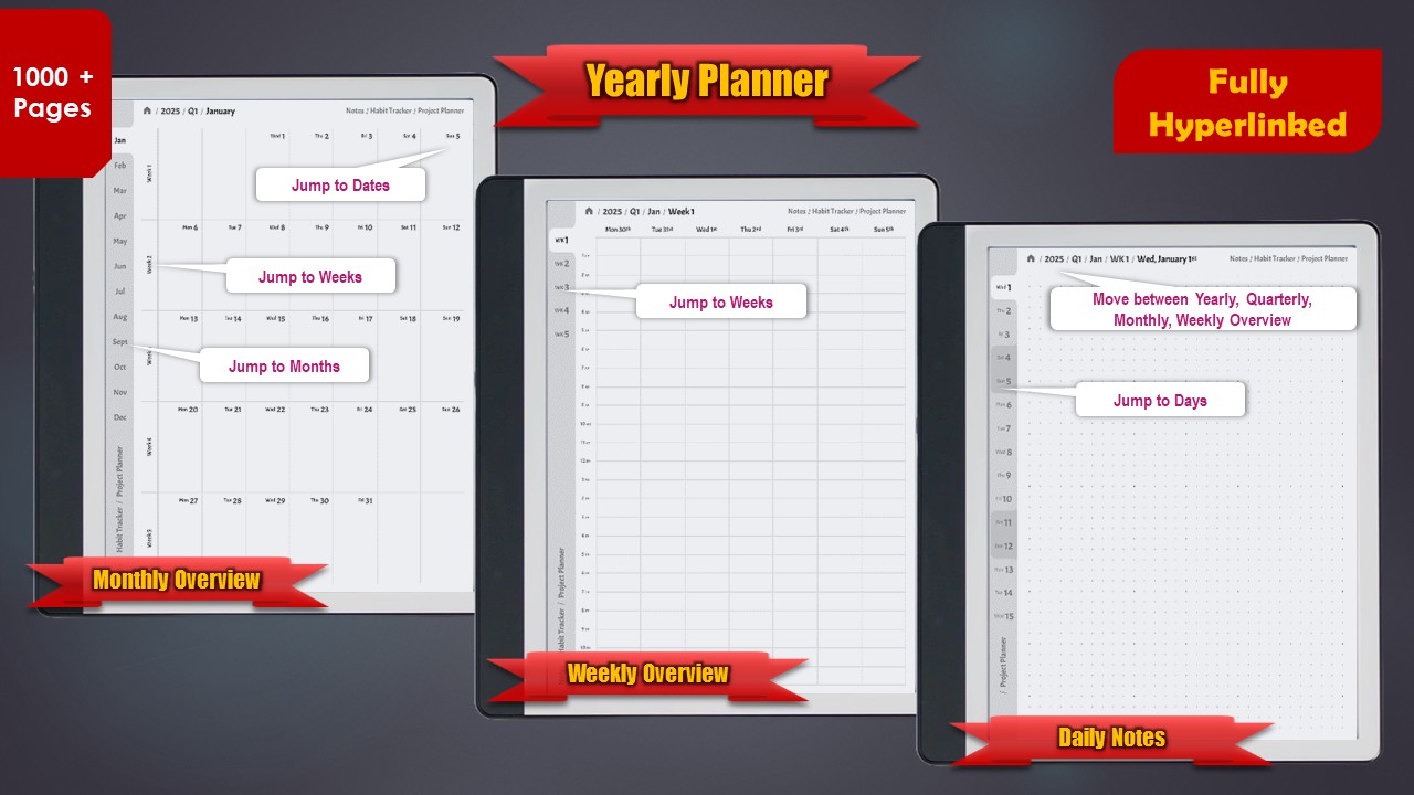 Yearly Planner for Kindle Scribe